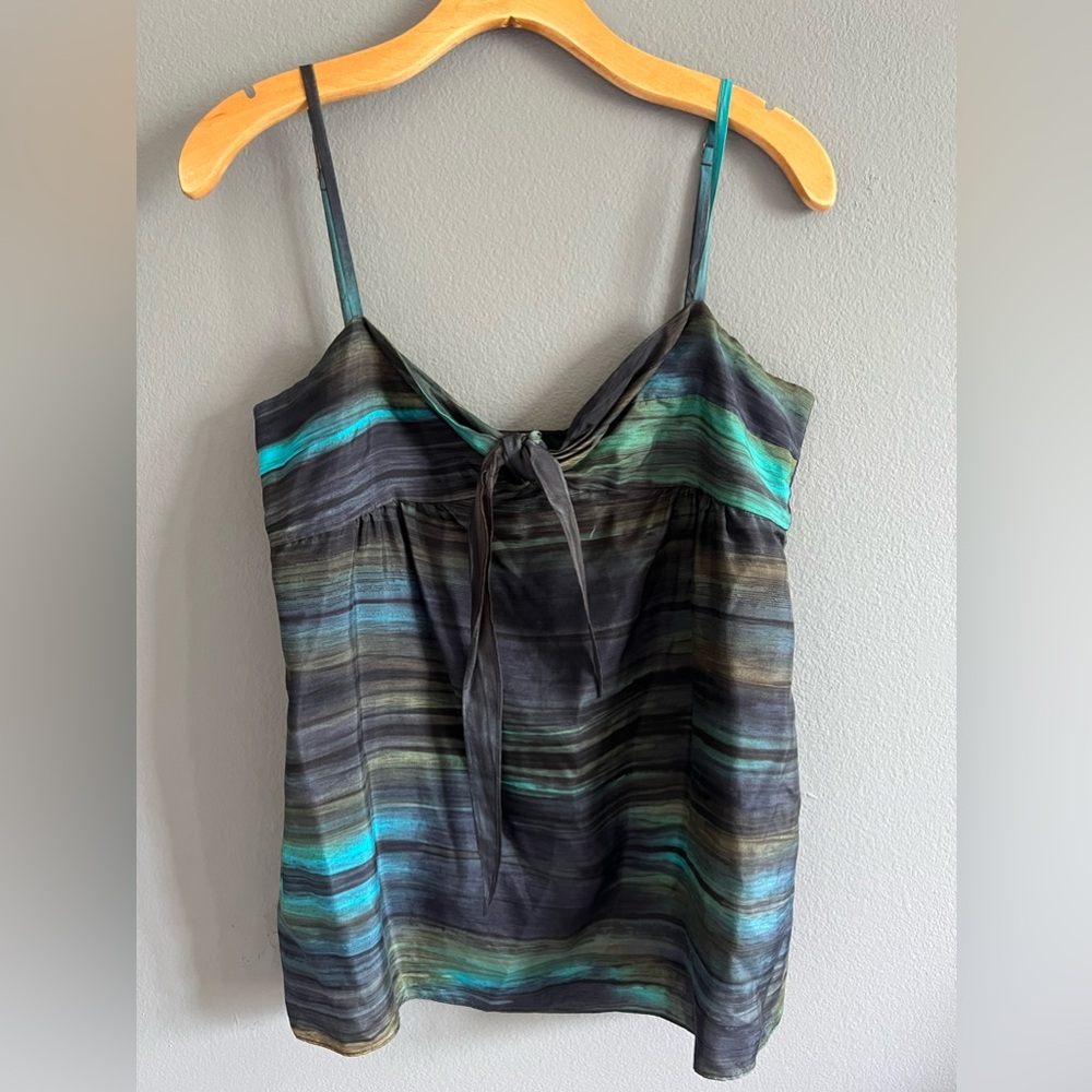 Theory | Ombré Silk Bow Front Tank